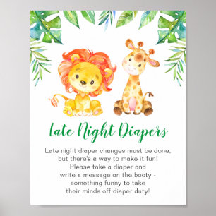 Poster Baby shower Safari sauvage Jungle