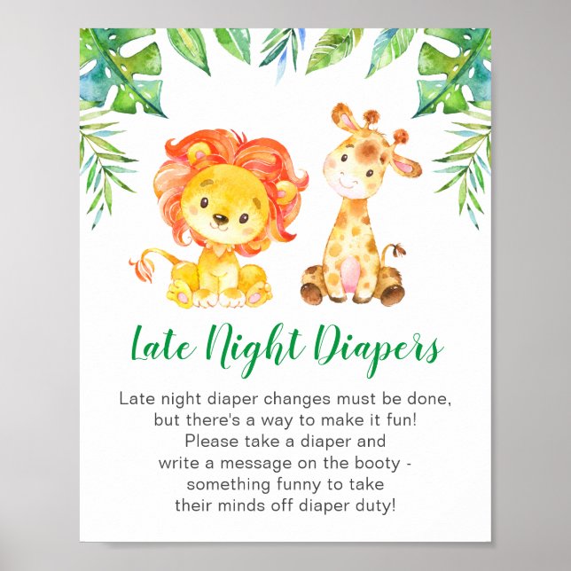 Poster Baby shower Safari sauvage Jungle (Devant)