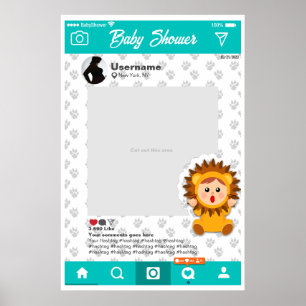 Poster Baby shower Selfie Cadre Personnalisé Leoncito