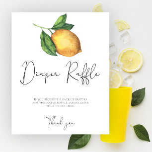 Poster Baby shower serviette en papier aquarelle lemon