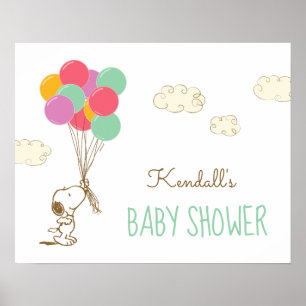 Poster Baby shower Snoopy et Balloons