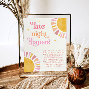 Poster Baby shower soleil Diapeurs de nuit tardif Jeu