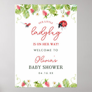Poster Baby shower Spring Little Ladybug Girl Welcome