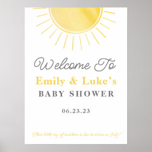 Poster Baby shower Sunshine Hommes et femmes Bienvenue ne