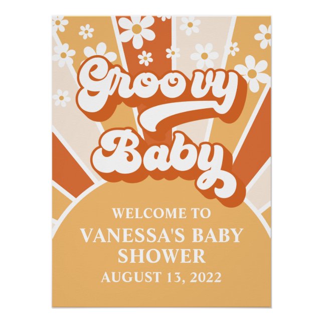Poster Baby shower Sunshine Retro pour bébé super Bienven (Devant)