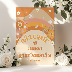 Poster Baby shower super marguerite rétro bienvenue