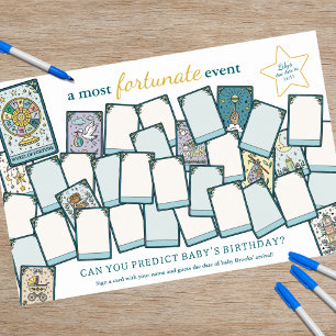 Poster Baby shower Tarot Date d'échéance Anniversaire Jeu