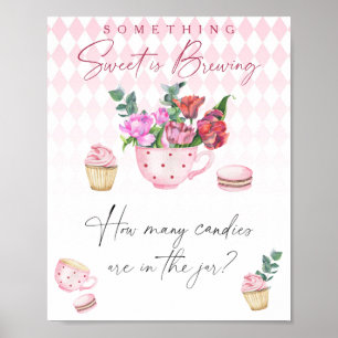 Poster Baby shower Tea Party Devinez combien de bonbons