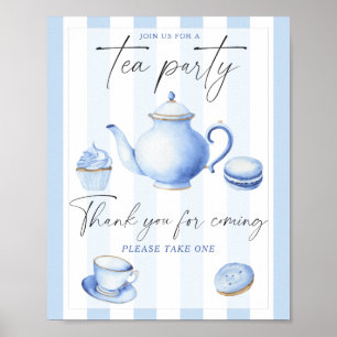 Poster Baby shower Tea Party - Merci pour venir