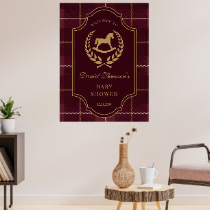 Poster Baby shower thème Cheval de Polo Vintage classique