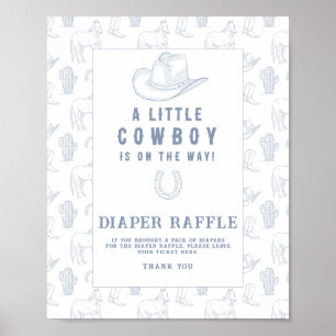 Poster Baby shower Toile Cowboy - Tirage au sort des couc