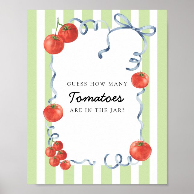 Poster Baby shower tomate Devine combien de tomates (Devant)