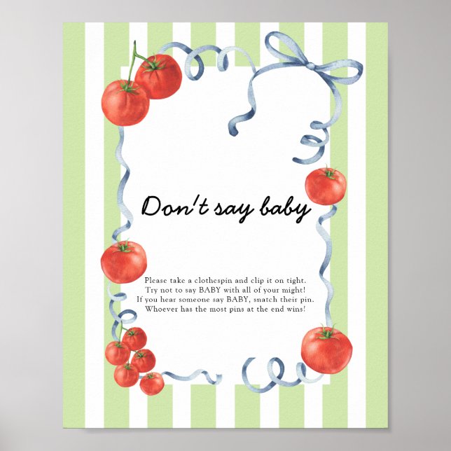 Poster Baby shower tomate Ne dis pas bébé (Devant)