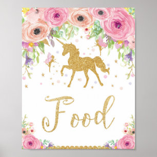 Poster Baby shower Unicorn Anniversaire Nourriture Fée Fl