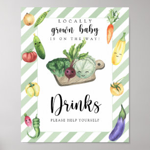Poster baby shower veggie - Boissons vous aider