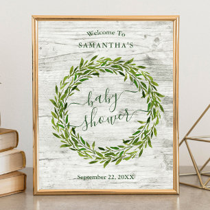 Poster Baby shower verdoyant Laurel tendance Wreath Welco