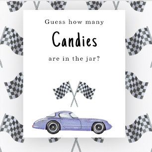 Poster Baby shower voiture jeu devinez combien de bonbons