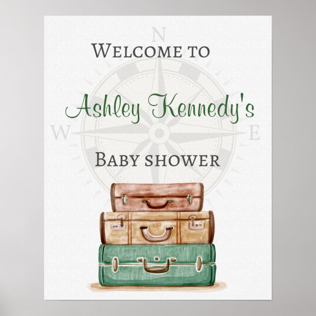Poster Baby shower voyage thème fête signe de bienvenue (Devant)