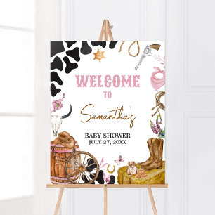 Poster Baby shower Western Cowgirl Bienvenue