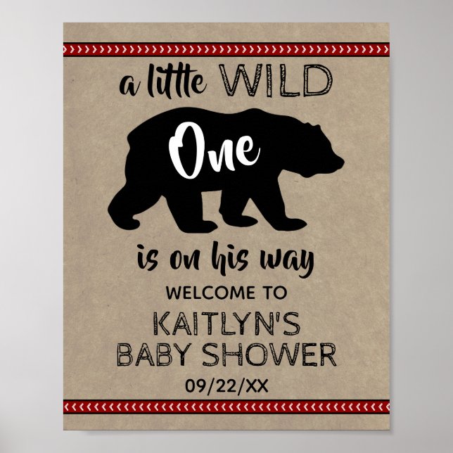 Poster Baby shower Wild One Boys Bienvenue (Devant)
