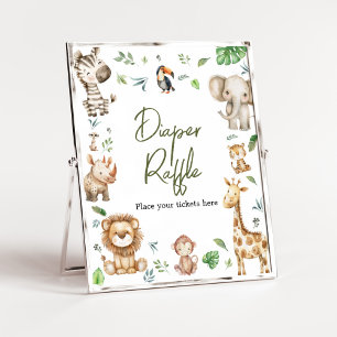 Poster Baby shower Wild One Safari Diaper Raffle
