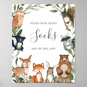 Poster Baby shower Woodland Devine Combien de Chaussettes