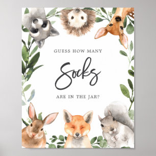 Poster Baby shower Woodland Devine Combien de chaussures