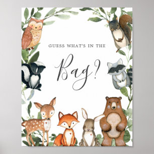 Poster Baby shower Woodland Devinez ce qui se passe dans