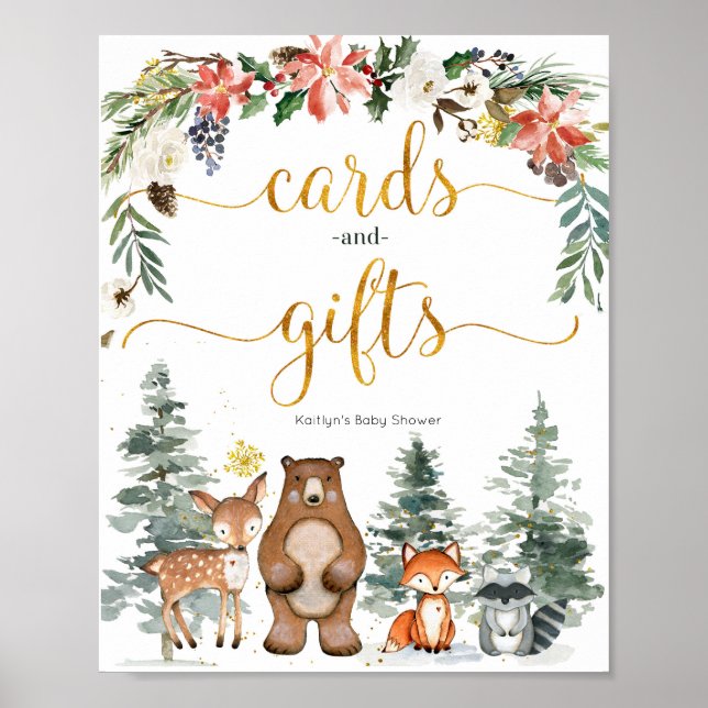 Poster Baby showers et cadeaux de la forêt forestière d'h (Devant)