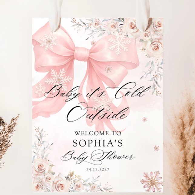 Poster Baby Son Froid Dehors Baby shower Bow Rose Accueil (Créateur téléchargé)