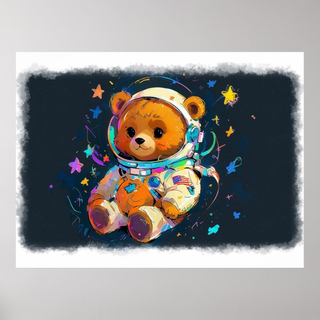 Poster Baby Teddy Bear Rêve d'être un astronaute (Devant)