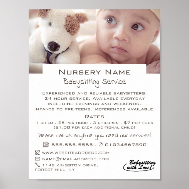 Poster Baby & Toy Dog Babysitter, Garderie, Nursery Adver (Devant)