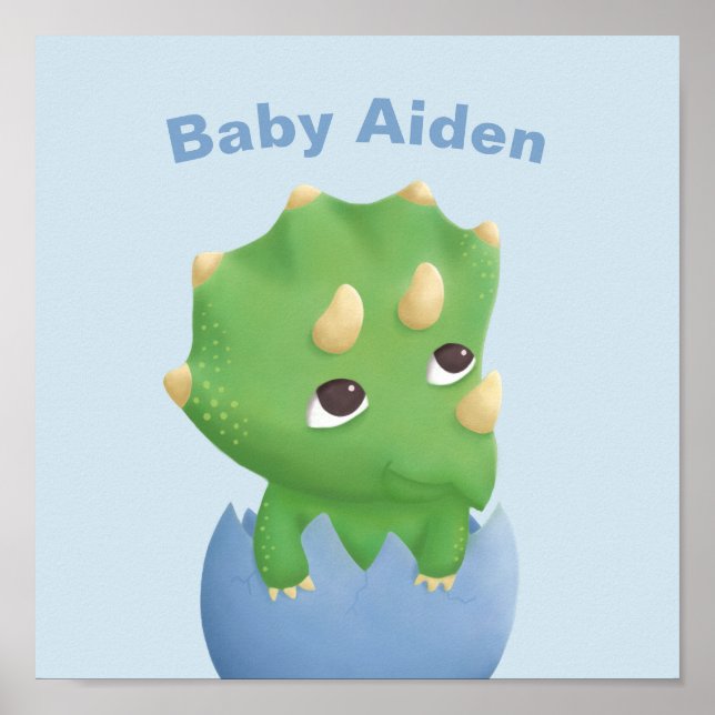 Poster Baby Triceratops Dinosaur Egg Nursery Décor (Devant)
