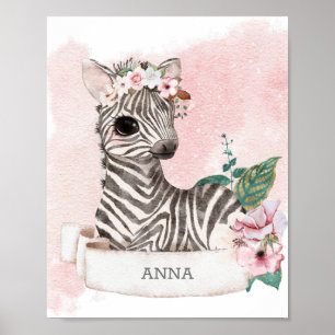 Poster ** Baby Zebra Nursery Girl Jungle Nom sucré