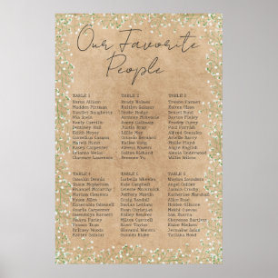 Poster  Baby's Breath Floral Rustic Wedding Seating Chart
