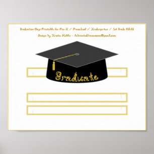 Poster Bac de diplôme Casquette de papier noir