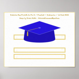 Poster Bac de diplôme Casquette papier bleu imprimable