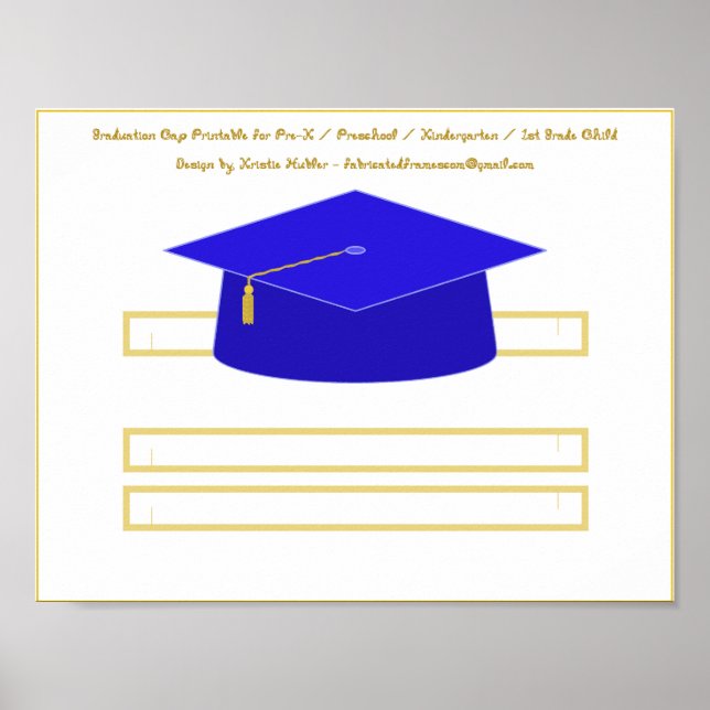 Poster Bac de diplôme Casquette papier bleu imprimable (Devant)
