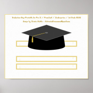 Poster Bac de diplôme Casquette papier noir