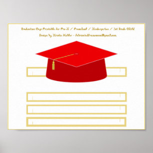 Poster Bac de diplôme Casquette papier rouge imprimable