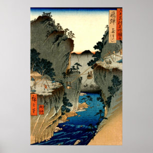 Poster Bac Ferry Province de Hida Utagawa Hiroshige