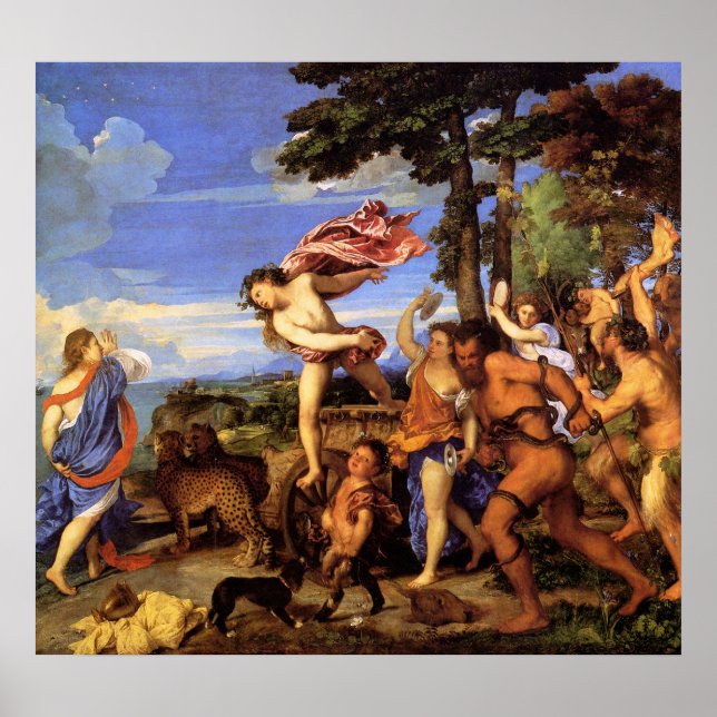 Poster Bacchus et Ariadne par Titien (Devant)