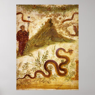 Poster Bacchus et Serpent Agathodaimon à Pompéi