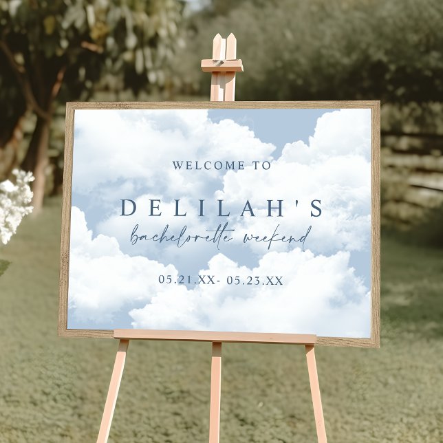 Poster Bachelorette bleu clair "On Cloud Nine" Bienvenue (Créateur téléchargé)