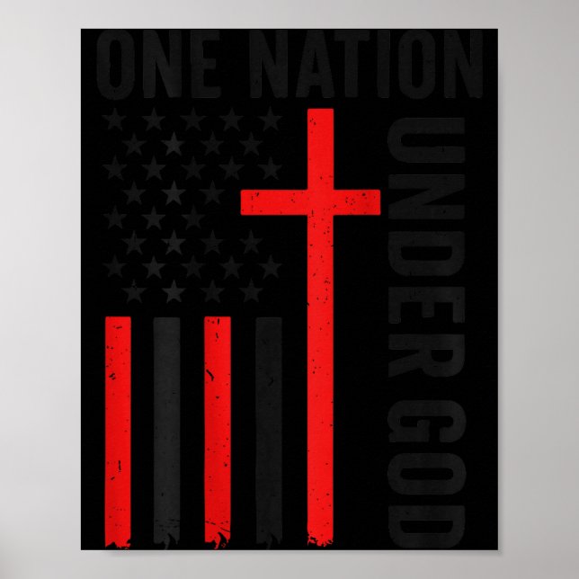 Poster Back One Nation Under God American Flag Christian  (Devant)