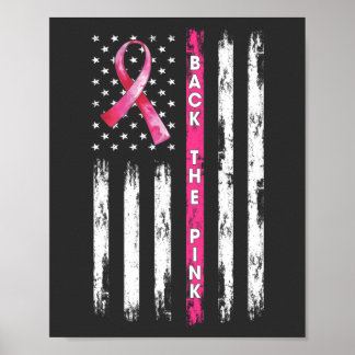 Poster Back The Pink Ribbon Flag Breast Cancer Awareness