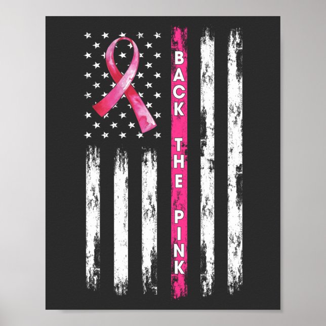 Poster Back The Pink Ribbon Flag Breast Cancer Awareness  (Devant)