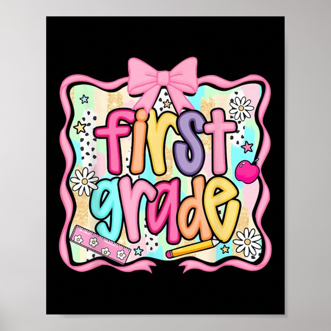 Poster Back To School Hello First Grade Team 1st Grade Bo (Devant)