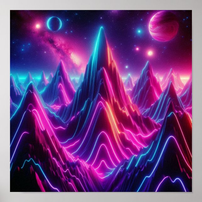 Poster Back to School Neon Cosmic Mountain View (Devant)