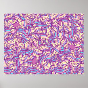 Poster Background with abstract doodle waves 